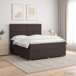 vidaXL LED boxspring posteľ s matracom Tmavohnedá 180 x 200 cm Látka – Obrázok 4
