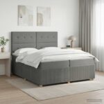vidaXL LED boxspring posteľ s matracom Tmavosivá 200 x 200 cm Látka