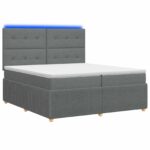 vidaXL LED boxspring posteľ s matracom Tmavosivá 200 x 200 cm Látka – Obrázok 2