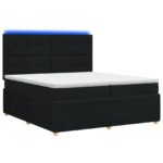 vidaXL LED boxspring posteľ s matracom Čierna 200 x 200 cm Látka – Obrázok 2