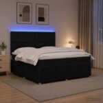 vidaXL LED boxspring posteľ s matracom Čierna 200 x 200 cm Látka – Obrázok 4