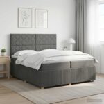 vidaXL LED boxspring posteľ s matracom Tmavosivá 200 x 200 cm Látka