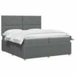 vidaXL LED boxspring posteľ s matracom Tmavosivá 200 x 200 cm Látka – Obrázok 3