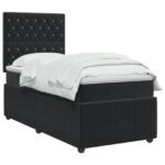 vidaXL LED boxspring posteľ s matracom Čierna 80 x 200 cm Zamat – Obrázok 3