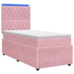 vidaXL LED boxspring posteľ s matracom Ružová 80 x 200 cm Zamat – Obrázok 2