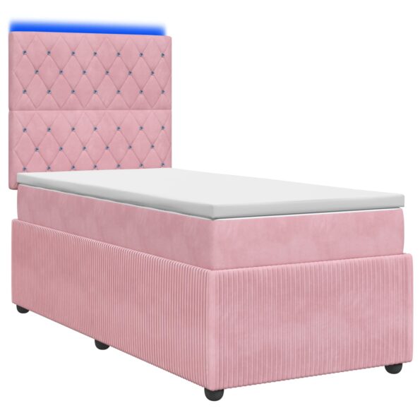 vidaXL LED boxspring posteľ s matracom Ružová 80 x 200 cm Zamat – Obrázok 2
