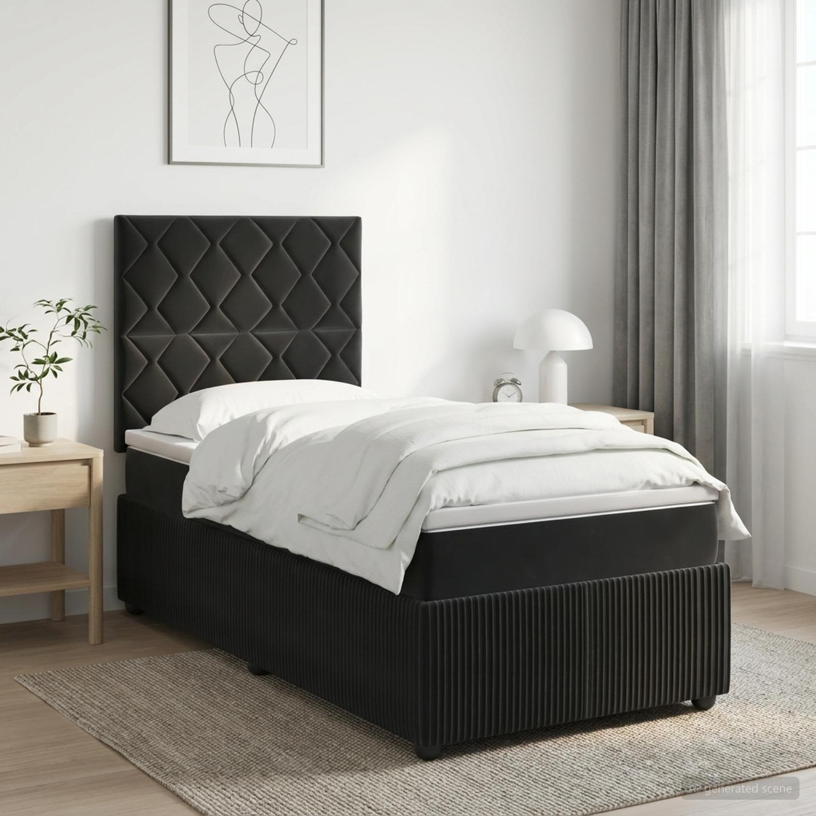 3455965_1.jpg vidaXL LED boxspring posteľ s matracom Čierna 80 x 200 cm Zamat – Obrázok 1