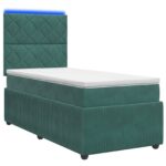 vidaXL LED boxspring posteľ s matracom Tmavozelená 80 x 200 cm Zamat – Obrázok 2