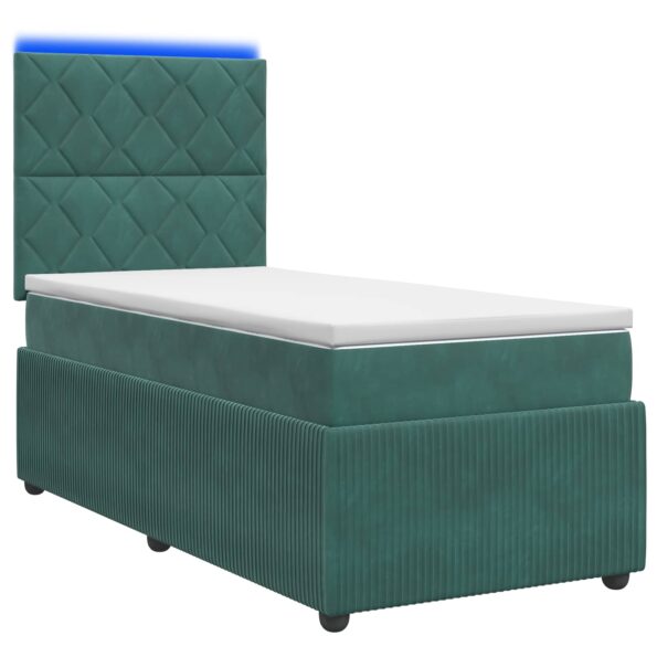 vidaXL LED boxspring posteľ s matracom Tmavozelená 80 x 200 cm Zamat – Obrázok 2