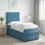 vidaXL LED boxspring posteľ s matracom Modrá 80 x 200 cm Zamat