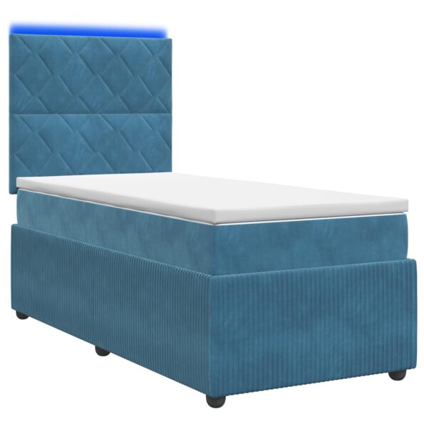 vidaXL LED boxspring posteľ s matracom Modrá 80 x 200 cm Zamat – Obrázok 2