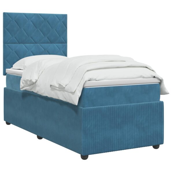 vidaXL LED boxspring posteľ s matracom Modrá 80 x 200 cm Zamat – Obrázok 3