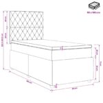 vidaXL LED boxspring posteľ s matracom Svetlosivá 90 x 190 cm Zamat – Obrázok 13