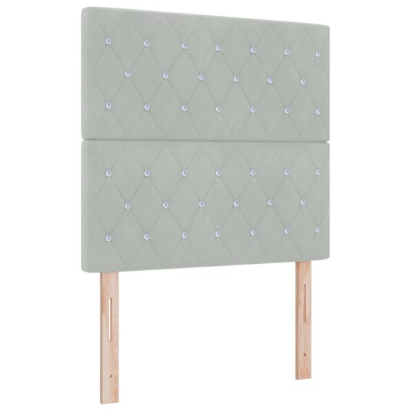 vidaXL LED boxspring posteľ s matracom Svetlosivá 90 x 190 cm Zamat – Obrázok 5