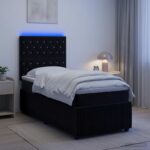vidaXL LED boxspring posteľ s matracom Čierna 90 x 190 cm Zamat