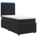 vidaXL LED boxspring posteľ s matracom Čierna 90 x 190 cm Zamat – Obrázok 2