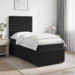 vidaXL LED boxspring posteľ s matracom Čierna 90 x 190 cm Zamat – Obrázok 4