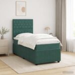 vidaXL LED boxspring posteľ s matracom Tmavozelená 90 x 190 cm Zamat