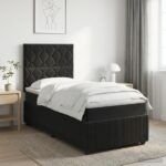 vidaXL LED boxspring posteľ s matracom Čierna 90 x 190 cm Zamat