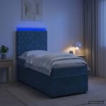 vidaXL LED boxspring posteľ s matracom Modrá 100 x 200 cm Zamat