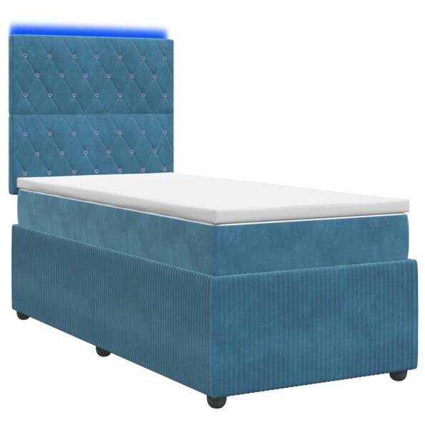 vidaXL LED boxspring posteľ s matracom Modrá 100 x 200 cm Zamat – Obrázok 2