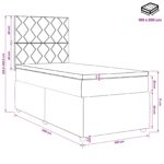 vidaXL LED boxspring posteľ s matracom Tmavosivá 100 x 200 cm Zamat – Obrázok 13