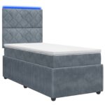 vidaXL LED boxspring posteľ s matracom Tmavosivá 100 x 200 cm Zamat – Obrázok 2