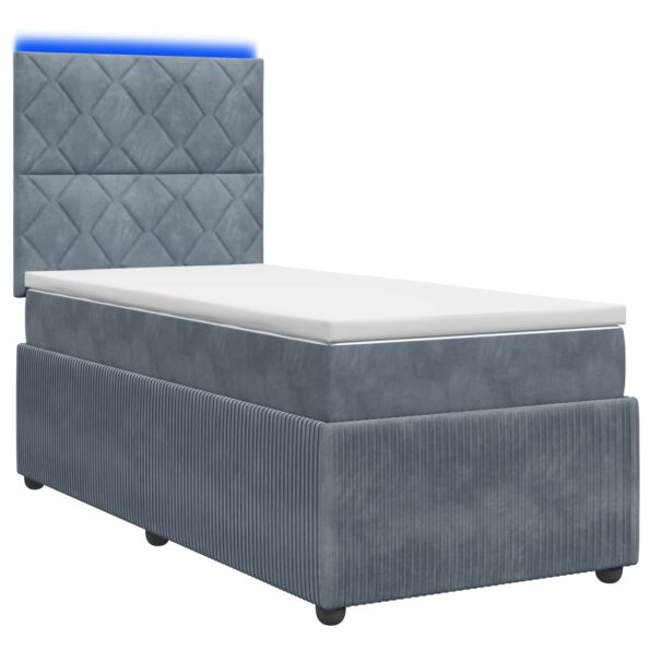 vidaXL LED boxspring posteľ s matracom Tmavosivá 100 x 200 cm Zamat – Obrázok 2