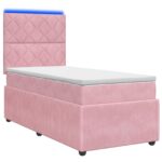 vidaXL LED boxspring posteľ s matracom Ružová 100 x 200 cm Zamat – Obrázok 2