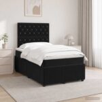 vidaXL LED boxspring posteľ s matracom Čierna 120 x 190 cm Zamat