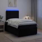 vidaXL LED boxspring posteľ s matracom Čierna 120 x 190 cm Zamat
