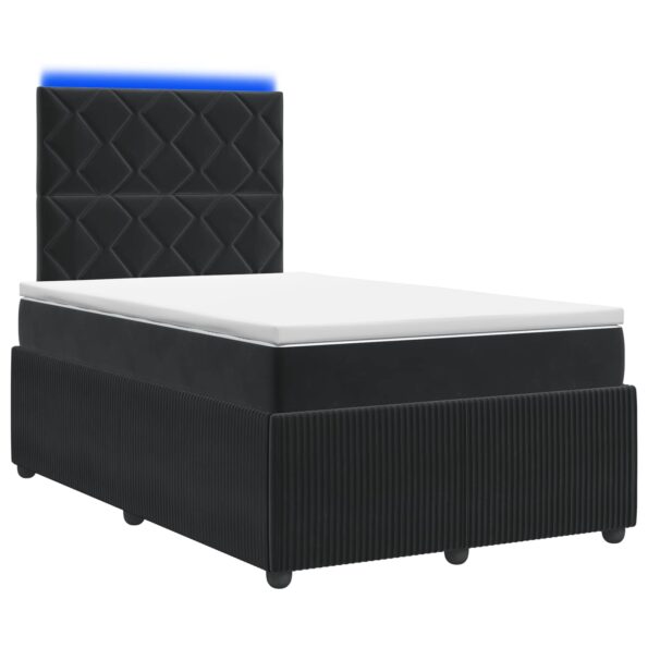 vidaXL LED boxspring posteľ s matracom Čierna 120 x 190 cm Zamat – Obrázok 2