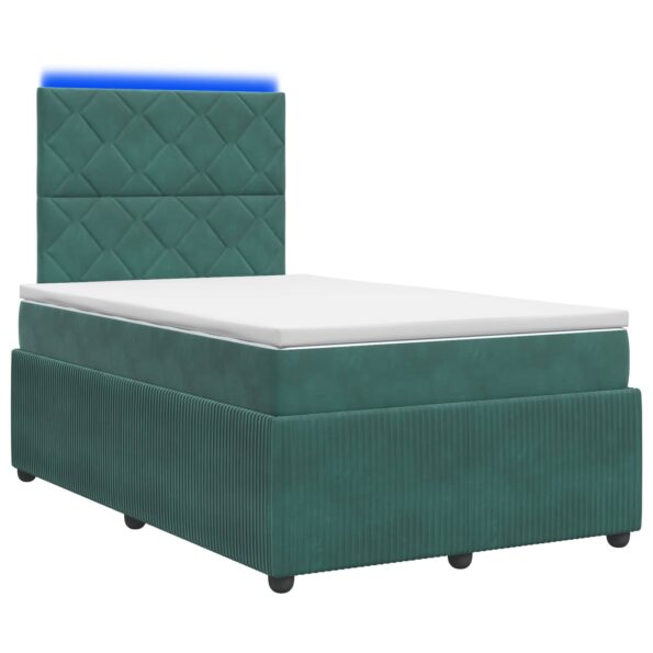 vidaXL LED boxspring posteľ s matracom Tmavozelená 120 x 190 cm Zamat – Obrázok 2