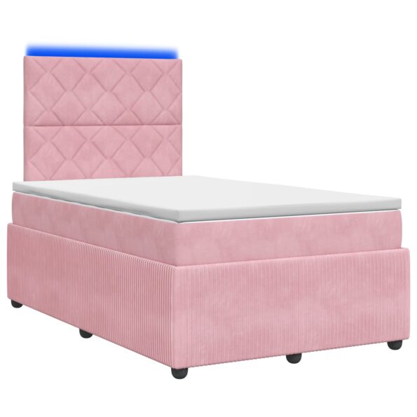 vidaXL LED boxspring posteľ s matracom Ružová 120 x 190 cm Zamat – Obrázok 2