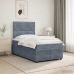 vidaXL LED boxspring posteľ s matracom Tmavosivá 120 x 200 cm Zamat