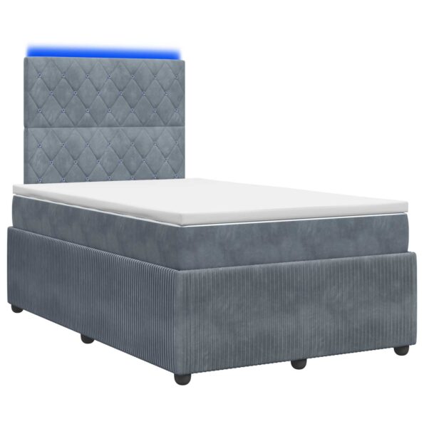 vidaXL LED boxspring posteľ s matracom Tmavosivá 120 x 200 cm Zamat – Obrázok 2