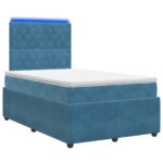 vidaXL LED boxspring posteľ s matracom Modrá 120 x 200 cm Zamat – Obrázok 2