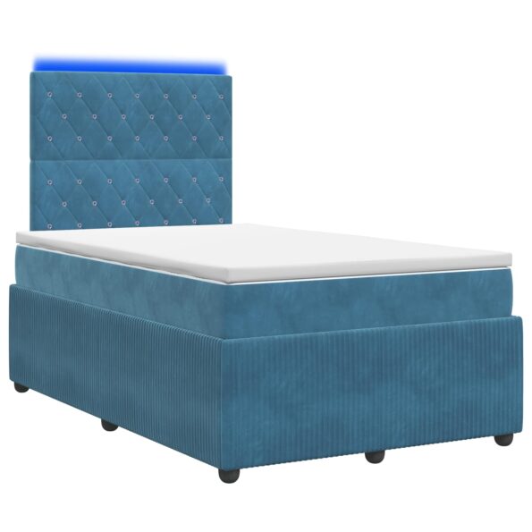 vidaXL LED boxspring posteľ s matracom Modrá 120 x 200 cm Zamat – Obrázok 2