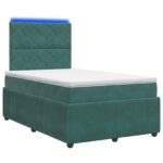 vidaXL LED boxspring posteľ s matracom Tmavozelená 120 x 200 cm Zamat – Obrázok 2