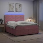 vidaXL LED boxspring posteľ s matracom Ružová 140 x 190 cm Zamat