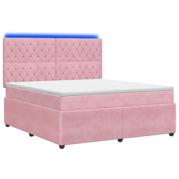 vidaXL LED boxspring posteľ s matracom Ružová 140 x 190 cm Zamat – Obrázok 2