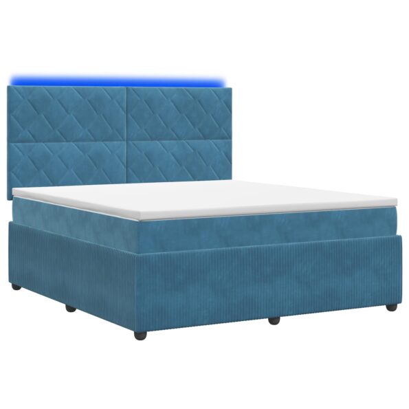 vidaXL LED boxspring posteľ s matracom Modrá 140 x 190 cm Zamat – Obrázok 2