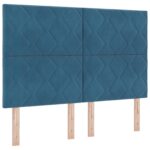 vidaXL LED boxspring posteľ s matracom Modrá 140 x 190 cm Zamat – Obrázok 5
