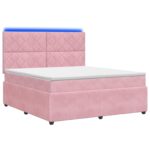 vidaXL LED boxspring posteľ s matracom Ružová 140 x 190 cm Zamat – Obrázok 2