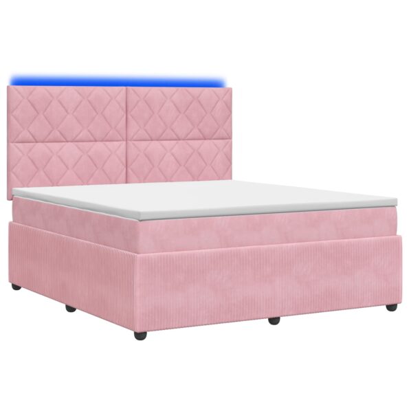 vidaXL LED boxspring posteľ s matracom Ružová 140 x 190 cm Zamat – Obrázok 2