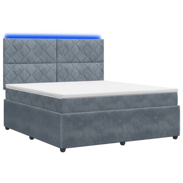 vidaXL LED boxspring posteľ s matracom Tmavosivá 140 x 200 cm Zamat – Obrázok 2