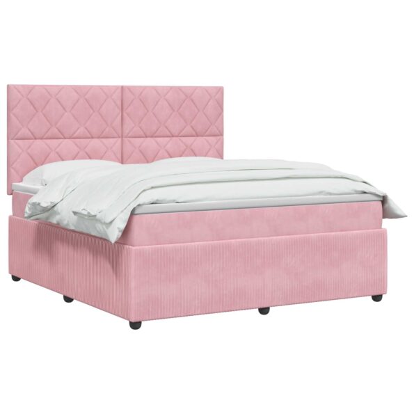 vidaXL LED boxspring posteľ s matracom Ružová 140 x 200 cm Zamat – Obrázok 3