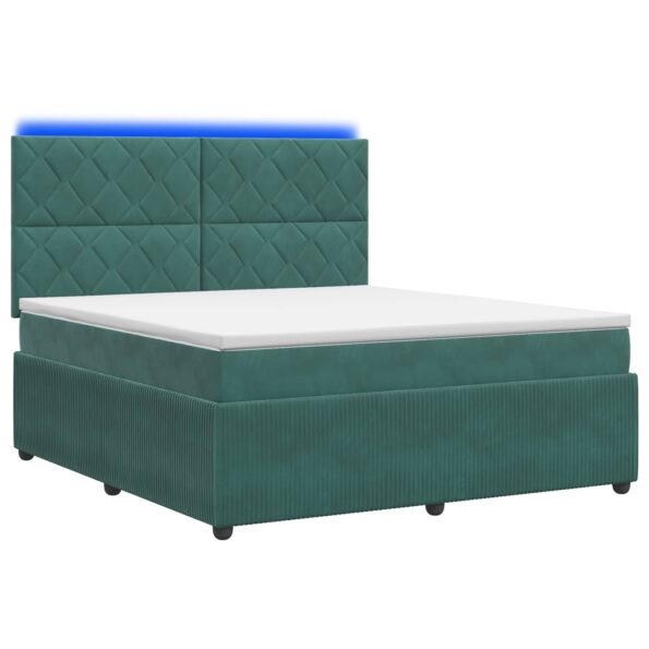 vidaXL LED boxspring posteľ s matracom Tmavozelená 160 x 200 cm Zamat – Obrázok 2