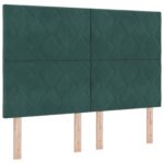 vidaXL LED boxspring posteľ s matracom Tmavozelená 160 x 200 cm Zamat – Obrázok 5