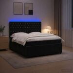 vidaXL LED boxspring posteľ s matracom Čierna 180 x 200 cm Zamat